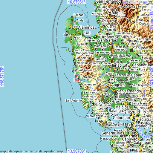 Topographic map of Iba