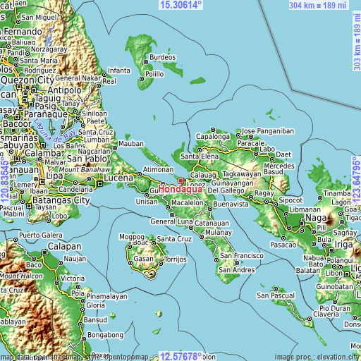 Topographic map of Hondagua