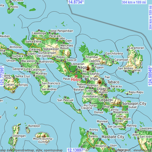 Topographic map of Hobo