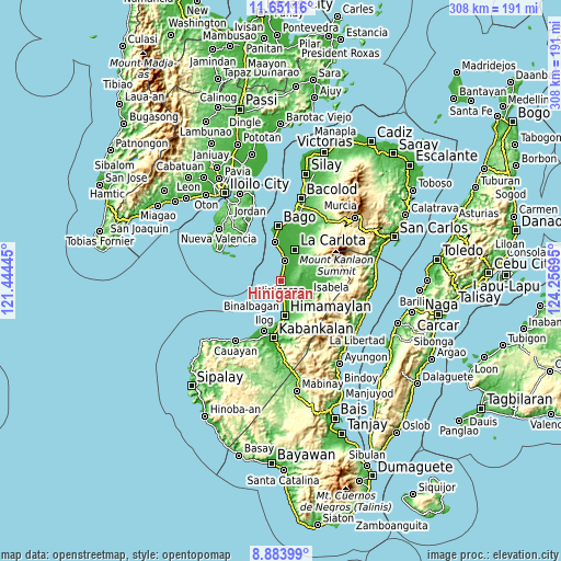 Topographic map of Hinigaran