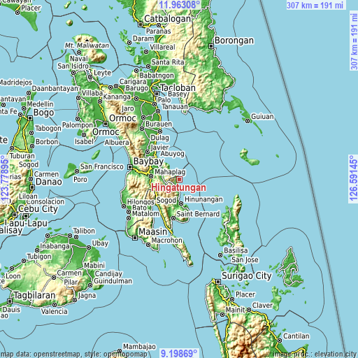 Topographic map of Hingatungan