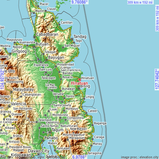 Topographic map of Hinatuan