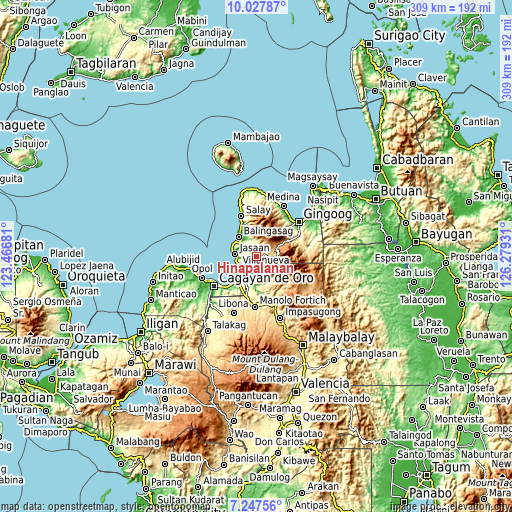 Topographic map of Hinapalanan