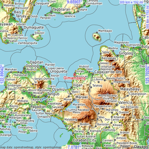 Topographic map of Gimampang