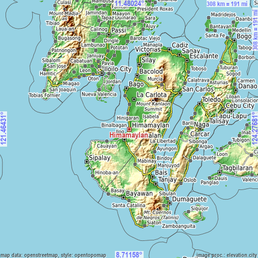 Topographic map of Himamaylan