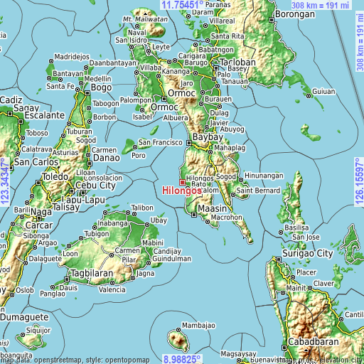 Topographic map of Hilongos