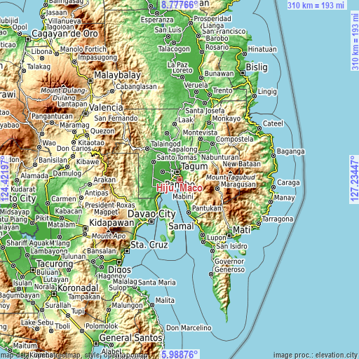 Topographic map of Hiju, Maco