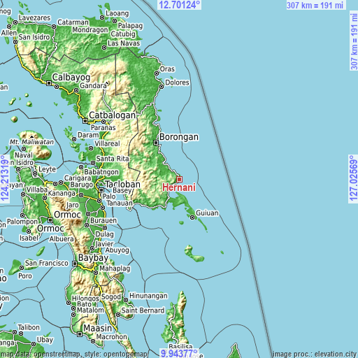 Topographic map of Hernani