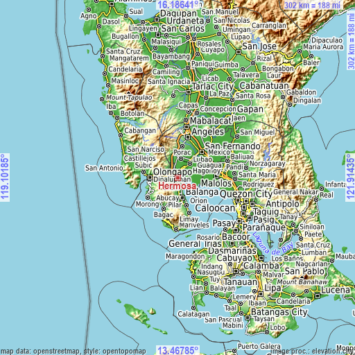 Topographic map of Hermosa