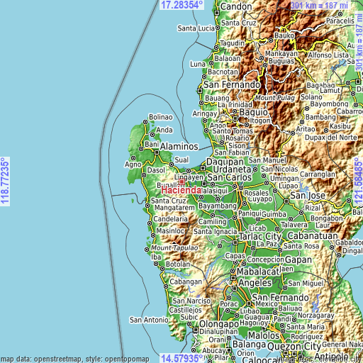 Topographic map of Hacienda