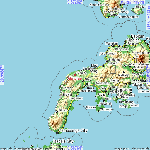 Topographic map of Gutalac