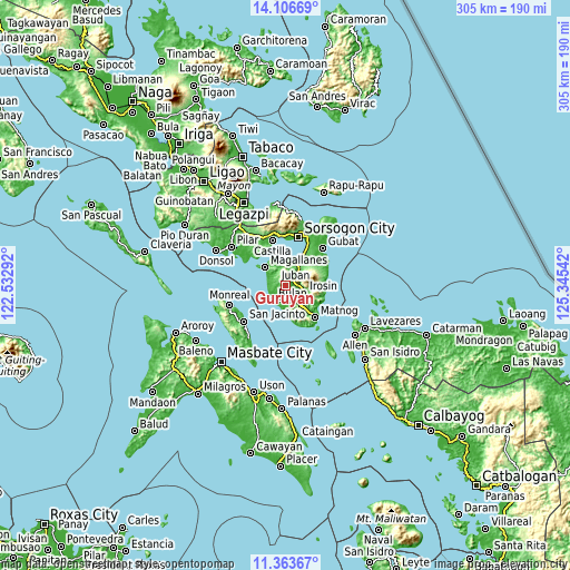 Topographic map of Guruyan