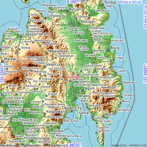 Topographic map of Gupitan