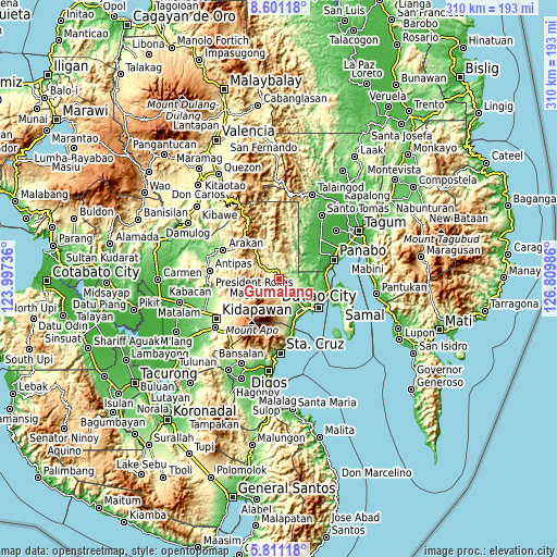 Topographic map of Gumalang