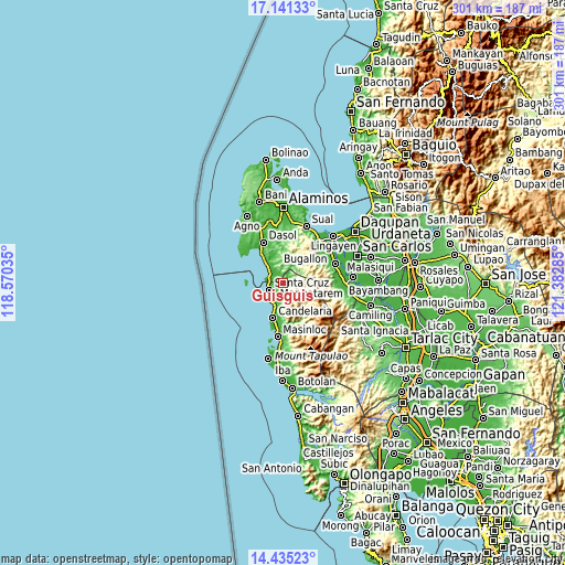 Topographic map of Guisguis