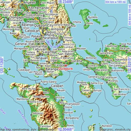 Topographic map of Guisguis
