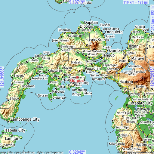 Topographic map of Guipos