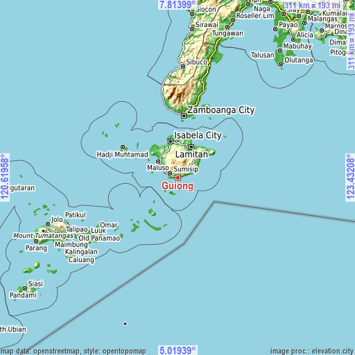 Topographic map of Guiong