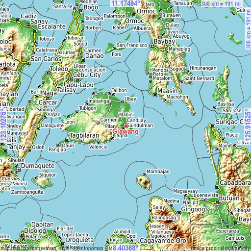 Topographic map of Giawang