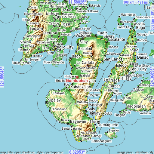 Topographic map of Guintubhan