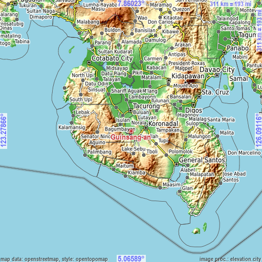 Topographic map of Guinsang-an