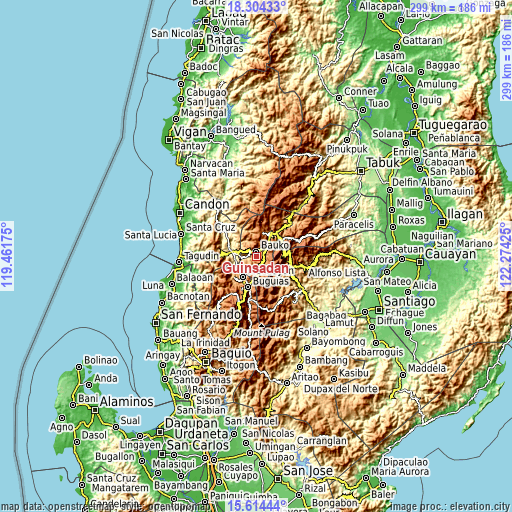 Topographic map of Guinsadan