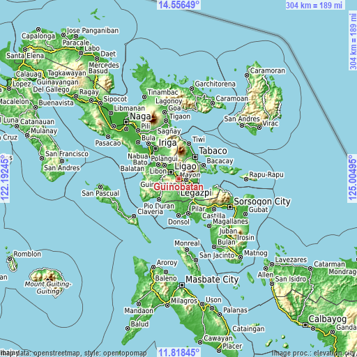 Topographic map of Guinobatan