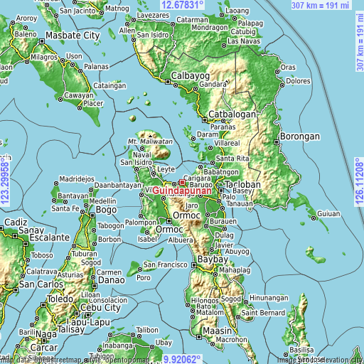 Topographic map of Guindapunan