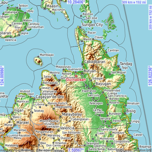 Topographic map of Guinabsan