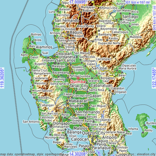 Topographic map of Guimba