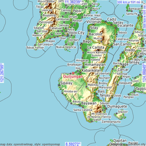 Topographic map of Guiljungan