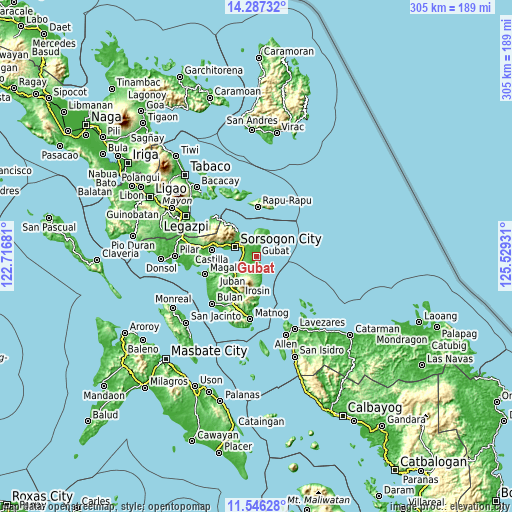 Topographic map of Gubat