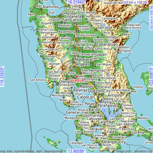 Topographic map of Guagua