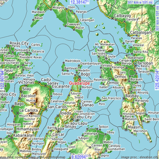 Topographic map of Guadalupe