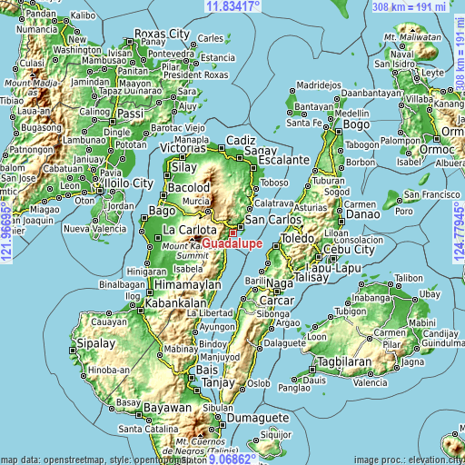 Topographic map of Guadalupe