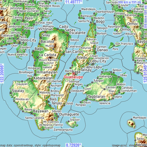 Topographic map of Guadalupe