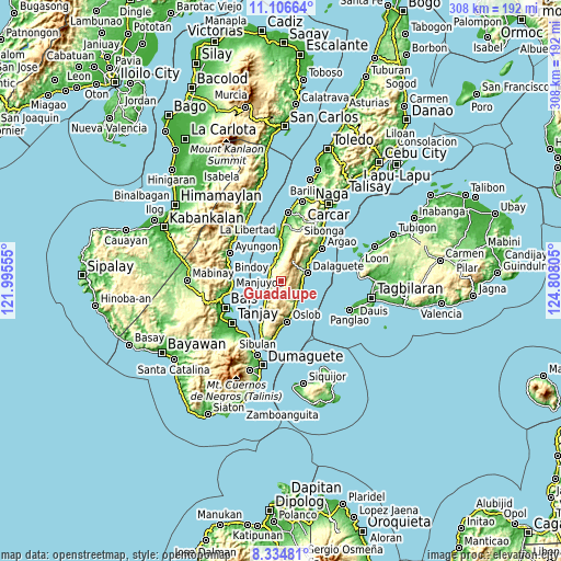 Topographic map of Guadalupe