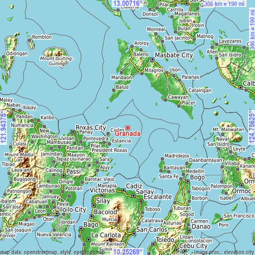 Topographic map of Granada