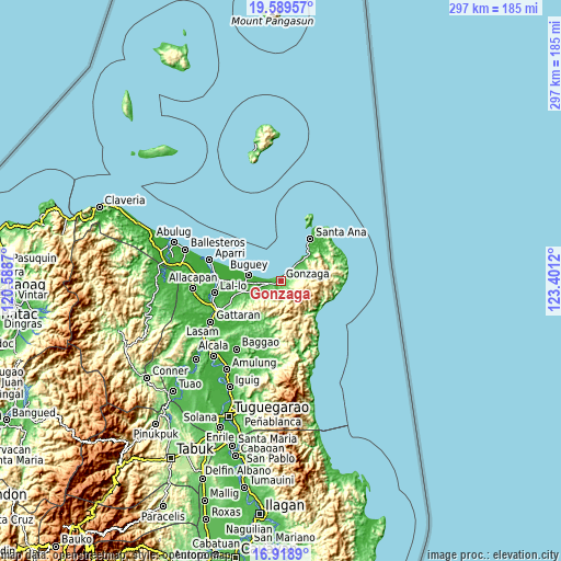 Topographic map of Gonzaga