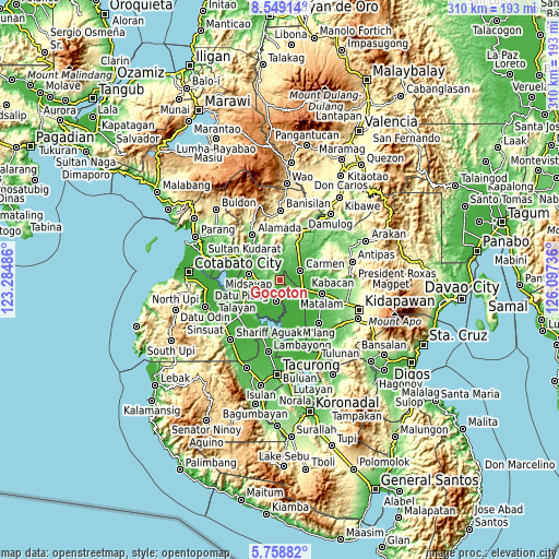 Topographic map of Gocoton