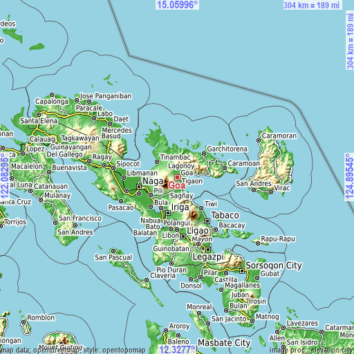 Topographic map of Goa