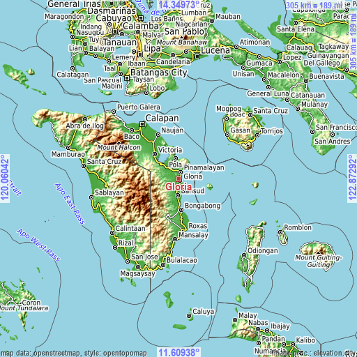 Topographic map of Gloria