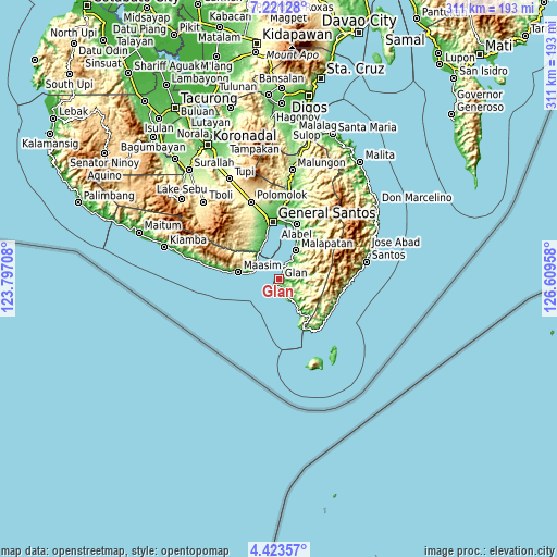 Topographic map of Glan