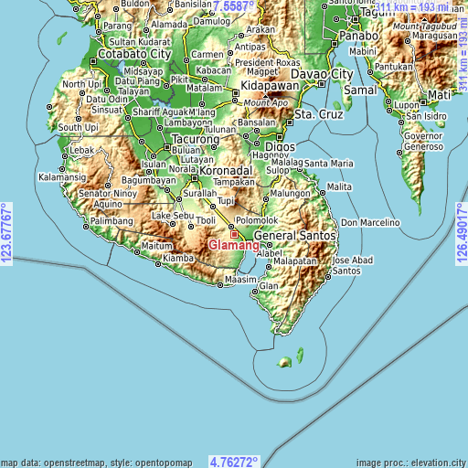 Topographic map of Glamang