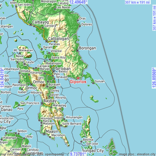 Topographic map of Giporlos