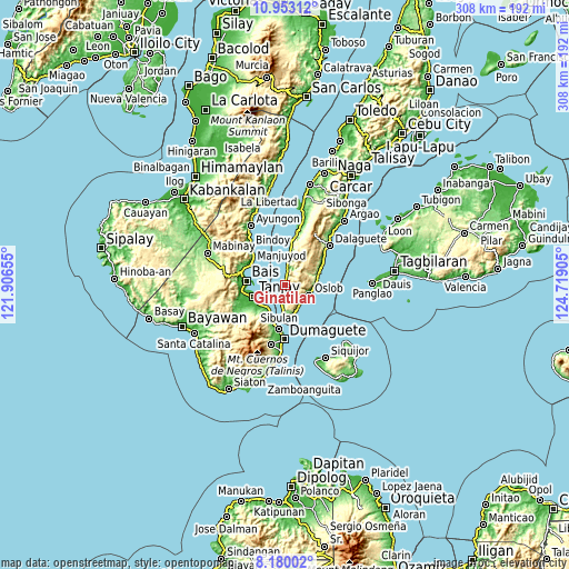 Topographic map of Ginatilan