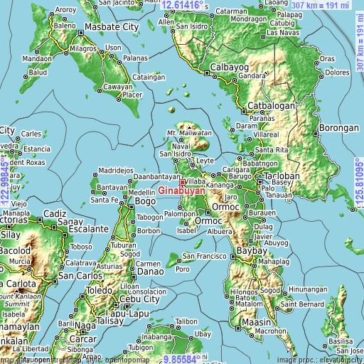 Topographic map of Ginabuyan