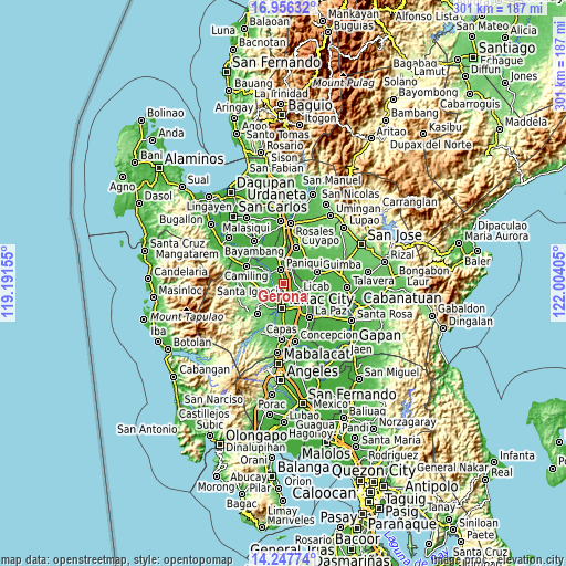 Topographic map of Gerona