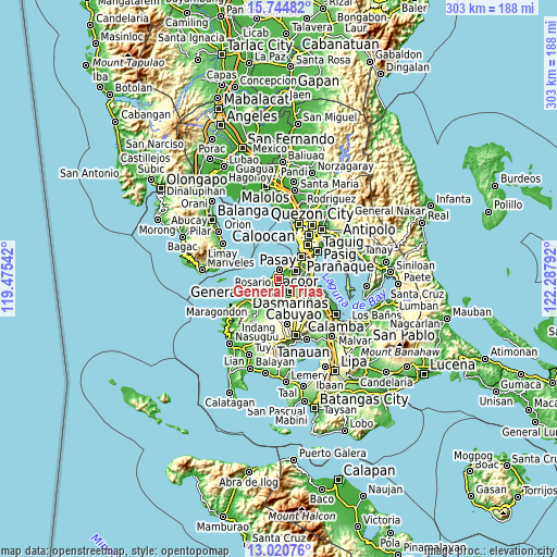 Topographic map of General Trias
