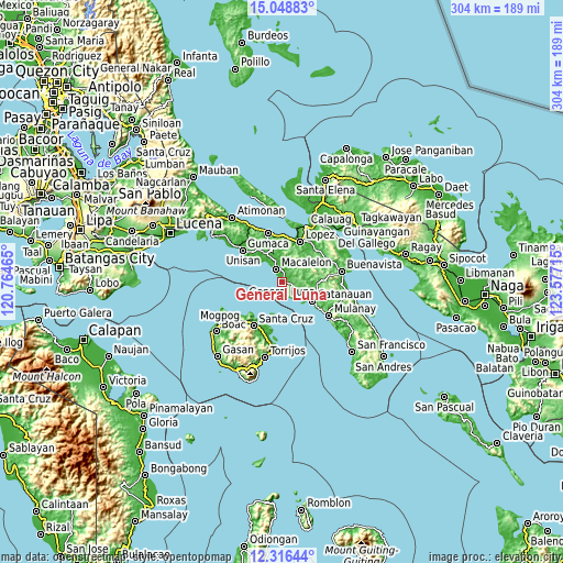 Topographic map of General Luna